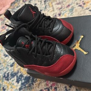 Kids Black and Red Air Jordan  12 Retro size 6c